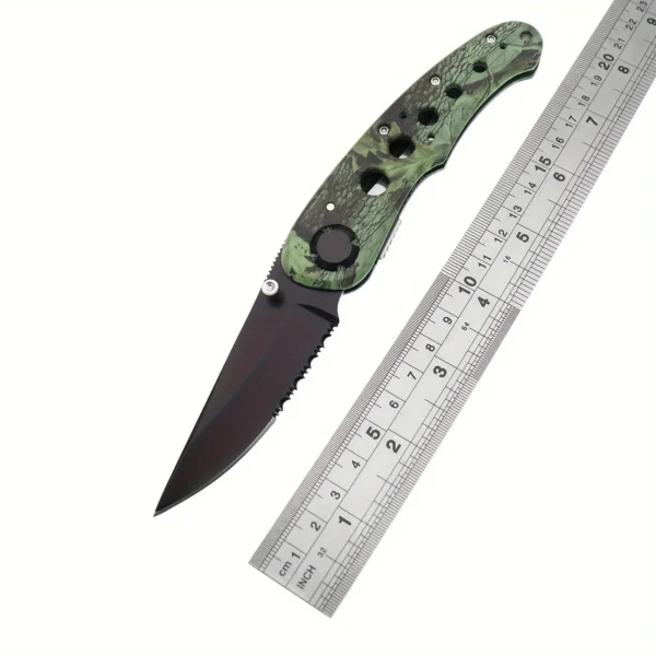 Outdoor multifunctional camouflage carbon fiber patterned folding camping tool jungle army knife box opener