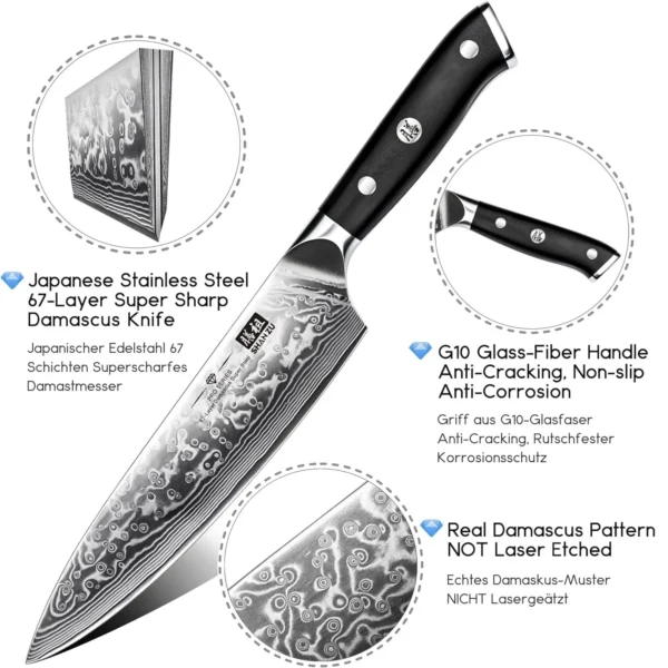 SHAN ZU 67 Layers 8 Damascus Steel Chef Knife AUS 10 Professional Japanese Kitchen Cooking Knife 1