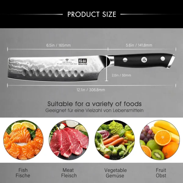 SHAN ZU Chef s Knife Nakiri Kitchen Knife Professional Knife 16 5 cm All Purpose Knife 4