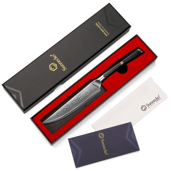 Sunnecko Utility Paring Knife Ultra Sharp Vegetable Fruit Slicer 5 127mm 73 Layers VG10 Damascus Steel