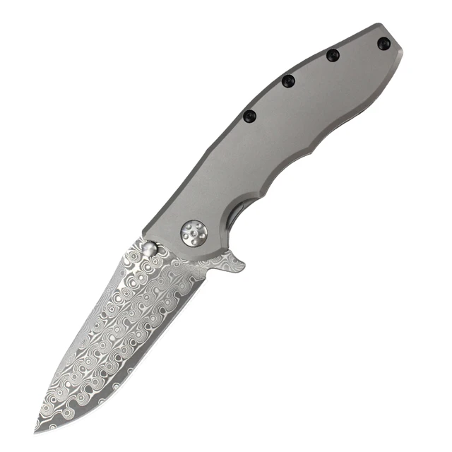 Z0562 Damascus Steel Folding Knife Titanium Alloy Handle Quick Assisted Hunting Survival Camping Pocket Knife EDC.jpg 640x640 1