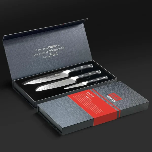SHAN ZU Chef Knife Set 3 PCS Professional Sharp 8 Chefs Knife 7 Santoku Knife 3 1