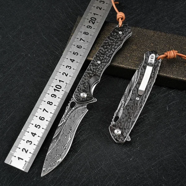 Trskt VG10 Damascus Folding Knife Kitchen Fishing Survival Rescue Camping Pocket Knives Outdoor Tool Wood Handle 2