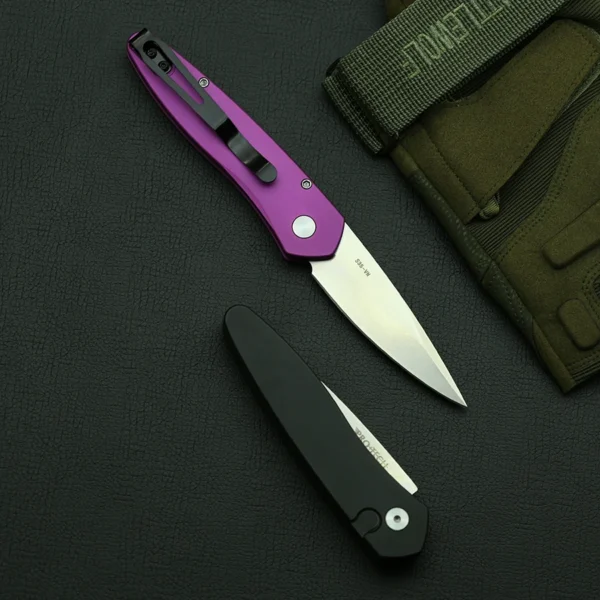 Outdoor Pro tech Portable Folding Knife Mark S35VN blade Aluminum Handle Pocket Camping Hunting Kitchen Fruit 4