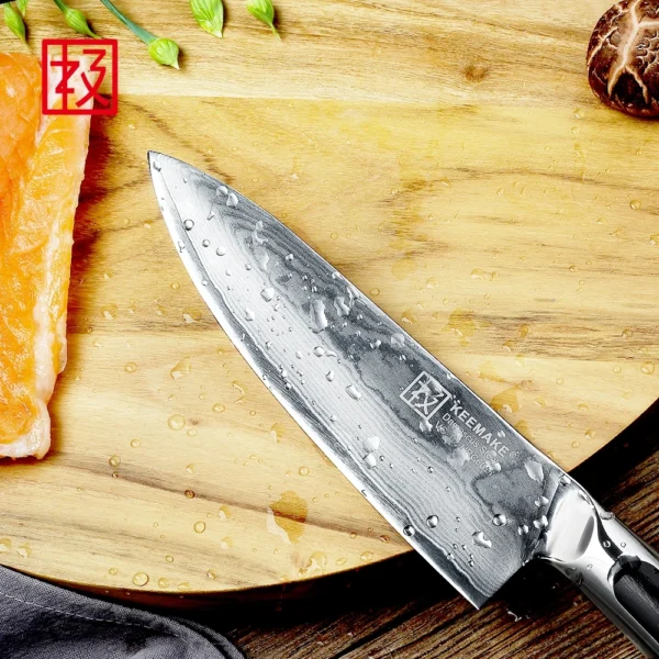 kf S68cdc0c6f3da4e2ab9c2d0d125d4f4a8I KEEMAKE 6 5 Inch Chef s Knife Ultra Sharp Meat Cutting Knife VG10 Damascus Steel Vegetable