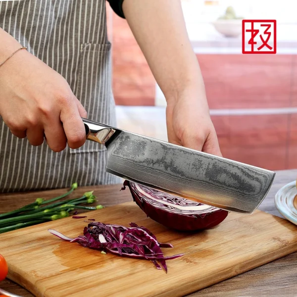 kf S690ad9a2053d4492863b5ddd2ba09f58r KEEMAKE Japanese Nakiri Knife 7 Inch Damascus Steel Cleaver Kitchen Knife Ultra Sharp Vegetable Fruit Meat