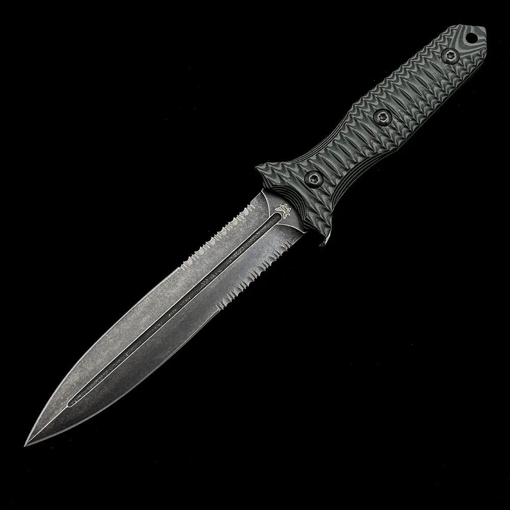 benchmade socp d2 double edged blade tactical straight g10 knife 1