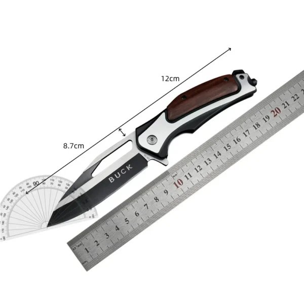 kf S2ecba480adee41048e1603cecd1b42caS BK DA130 EDC Camping Knife Outdoor Pocket Folding Knife 5Cr13 Blade Wood Handle High Quality Survival