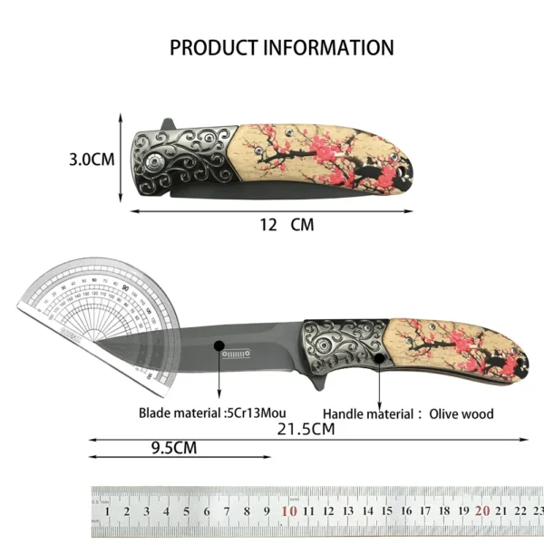 kf Sea7a72da651543f2ad6a98e1287fbd004 Da157 Outdoor EDC Folding Knife 5Cr13Mov Stonewashed Blade Olive Wood Handle Tactical Hunting Camping Pocket Knife