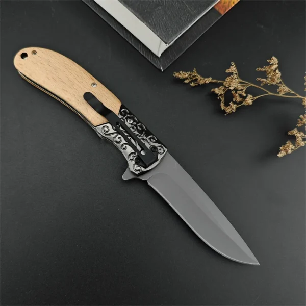 kf Sf0ff87e4a34f4e36a61f7235d484a814K Da157 Outdoor EDC Folding Knife 5Cr13Mov Stonewashed Blade Olive Wood Handle Tactical Hunting Camping Pocket Knife