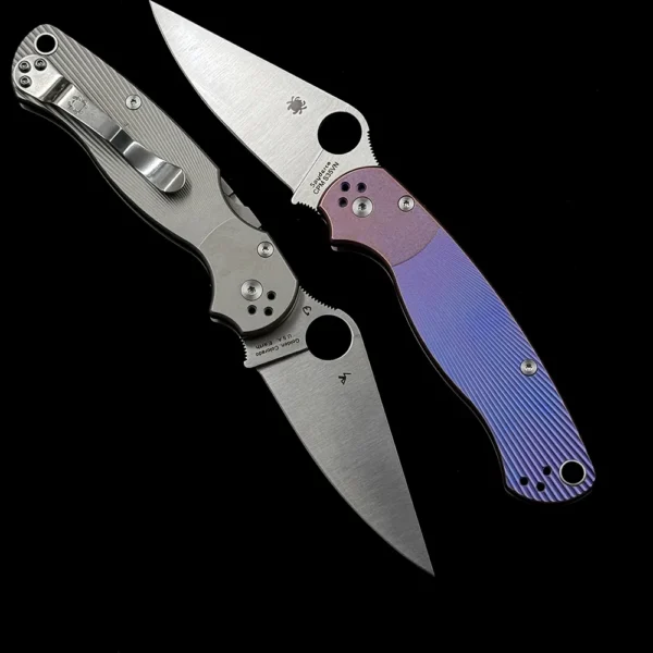 spyderco c81gp2 para military 2 titanium alloy bearing folding knife 2