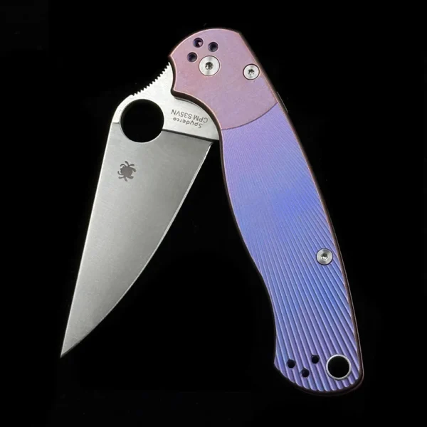 spyderco c81gp2 para military 2 titanium alloy bearing folding knife 3