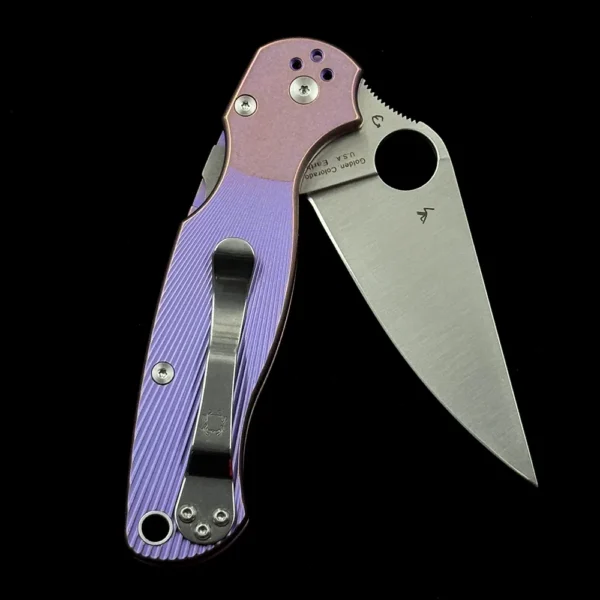 spyderco c81gp2 para military 2 titanium alloy bearing folding knife 4