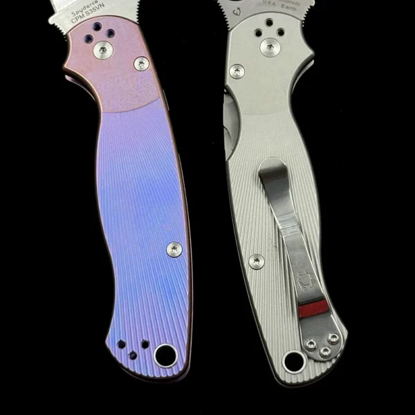 spyderco c81gp2 para military 2 titanium alloy bearing folding knife 7